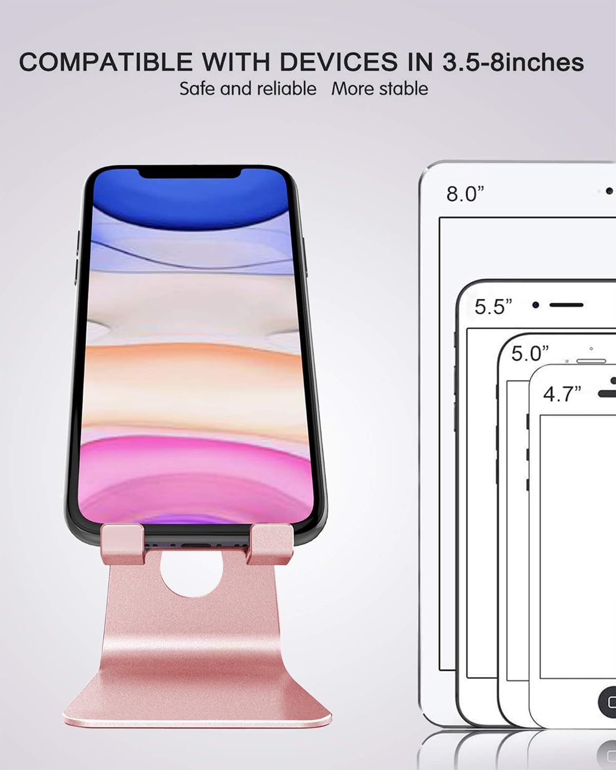 Aluminum Cell Phone Stand, Adjustable Phone Holder for Desk