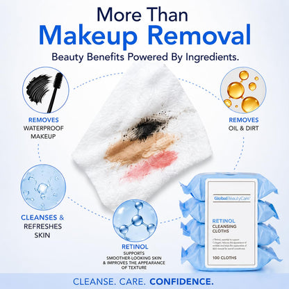 Retinol Waterproof Makeup Remover Facial Cleansing Wipes