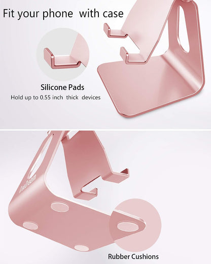 Aluminum Cell Phone Stand, Adjustable Phone Holder for Desk