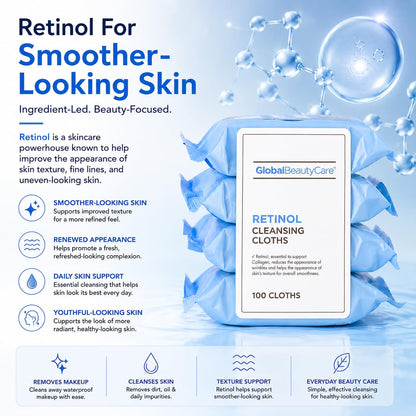 Retinol Waterproof Makeup Remover Facial Cleansing Wipes