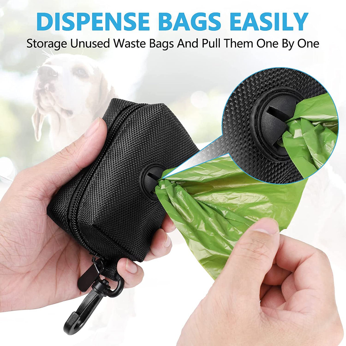 Dog Poop Bag Dispenser Holder Soft Waste Bags Roll Holders Clip 2PCS Black