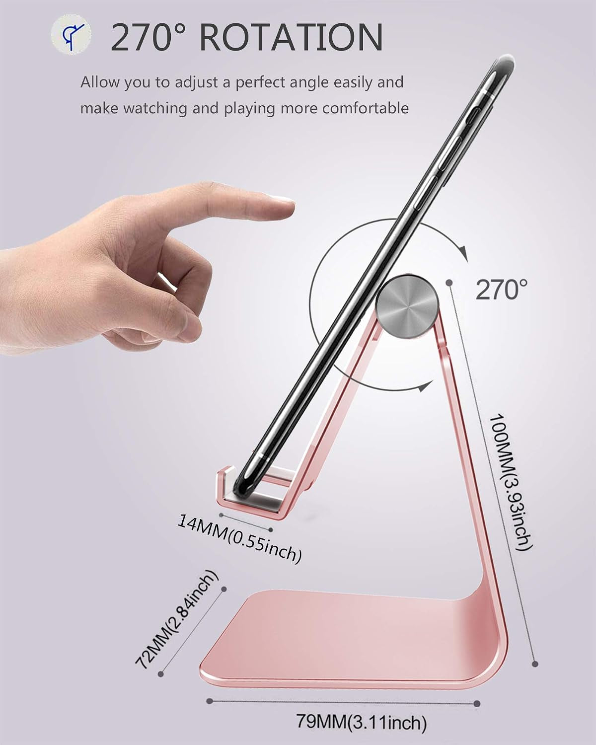 Aluminum Cell Phone Stand, Adjustable Phone Holder for Desk