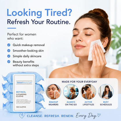 Retinol Waterproof Makeup Remover Facial Cleansing Wipes