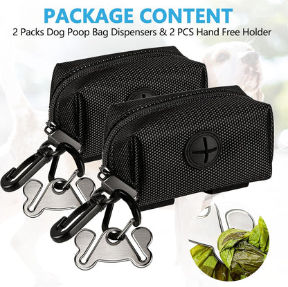Dog Poop Bag Dispenser Holder Soft Waste Bags Roll Holders Clip 2PCS Black