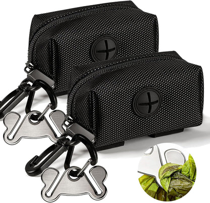 Dog Poop Bag Dispenser Holder Soft Waste Bags Roll Holders Clip 2PCS Black