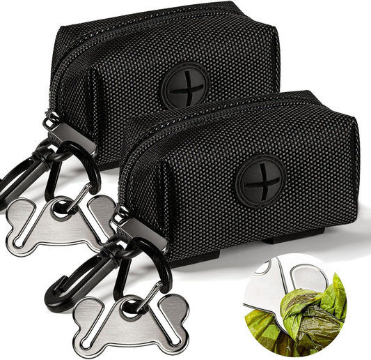 Dog Poop Bag Dispenser Holder Soft Waste Bags Roll Holders Clip 2PCS Black