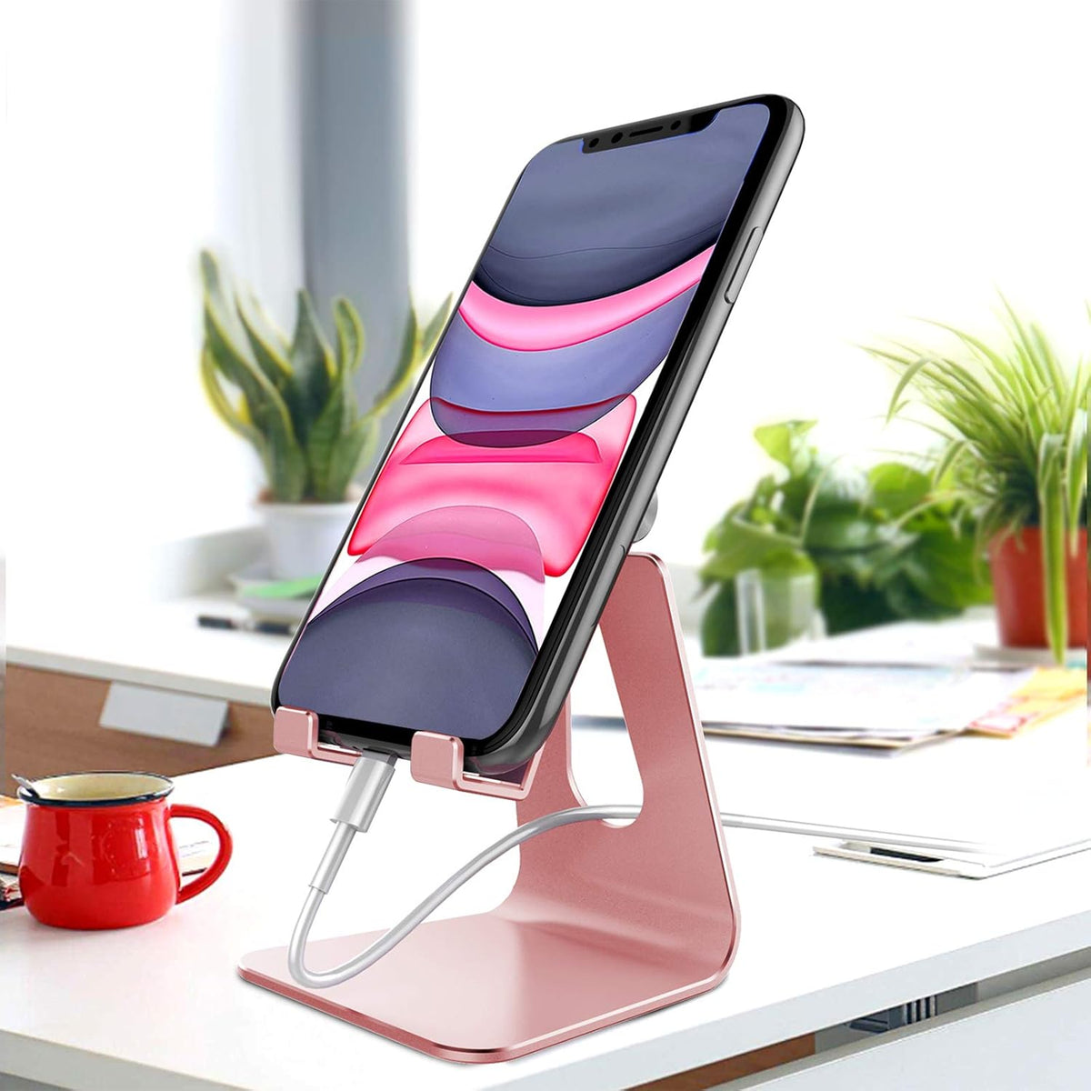 Aluminum Cell Phone Stand, Adjustable Phone Holder for Desk