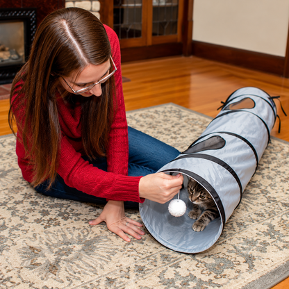 Collapsible Cat Tunnel with Peek Holes & Play Ball